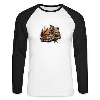 Wandern - Unisex Baseballshirt langarm - Weiß/Schwarz - Vorne - Nik (191cm)