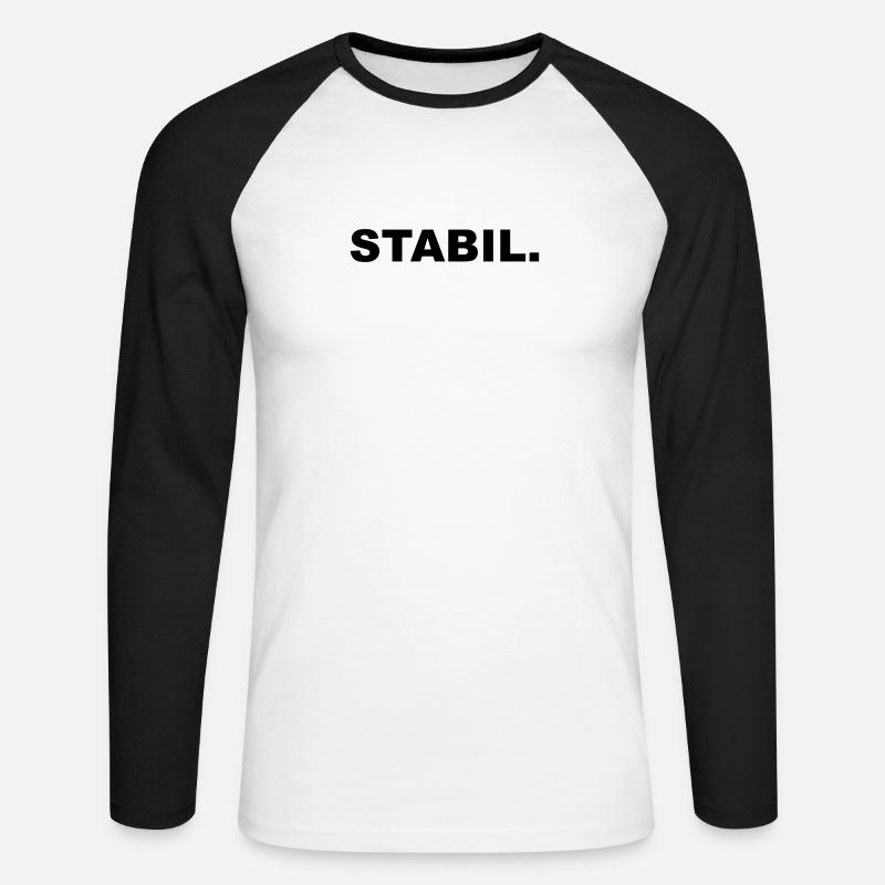 Stabil. - stark kräftig standhaft Geschenk - Unisex Baseballshirt langarm - Weiß/Schwarz