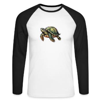 Living Sea Turtle - Unisex Long Sleeve Baseball T-Shirt - white/black - Front - Nik (191cm)