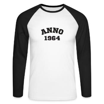 Anno 1964 Birthday Year of birth - Unisex Long Sleeve Baseball T-Shirt - white/black - Front - Nik (191cm)