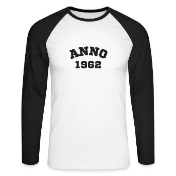 Anno 1962 Birthday Year of birth - Unisex Long Sleeve Baseball T-Shirt - white/black - Front - Nik (191cm)
