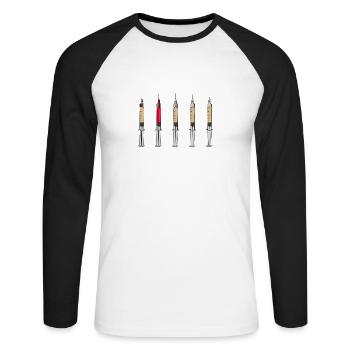 krankenschwester intensivpflege medizin nurse - Unisex Baseballshirt langarm - Weiß/Schwarz - Vorne - Nik (191cm)
