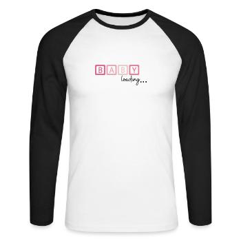 Baby loading… Aufdruck - Unisex Baseballshirt langarm - Weiß/Schwarz - Vorne - Nik (191cm)