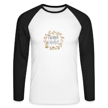 Freudenschenker - Unisex Baseballshirt langarm - Weiß/Schwarz - Vorne - Nik (191cm)