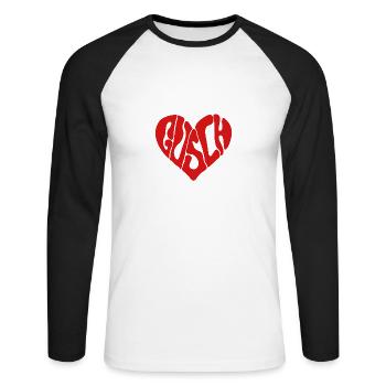 Gusch Herzal - Unisex Baseballshirt langarm - Weiß/Schwarz - Vorne - Nik (191cm)