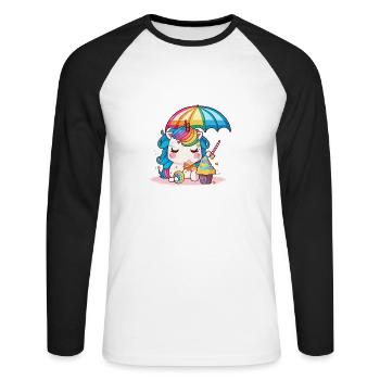 Unicorn for children A world full of fantasy - Unisex Long Sleeve Baseball T-Shirt - white/black - Front - Nik (191cm)