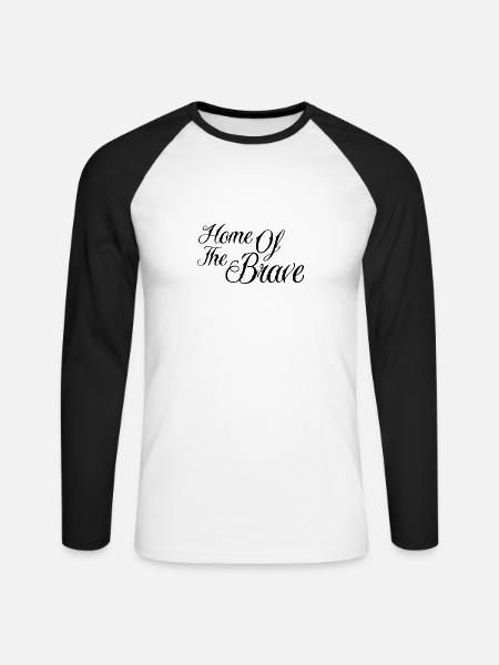 Home of the brave - Unisex Baseballshirt langarm - Weiß/Schwarz