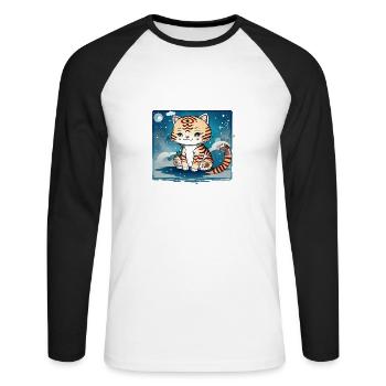 A cat design that couldn't be sweeter. - Unisex Long Sleeve Baseball T-Shirt - white/black - Front - Nik (191cm)