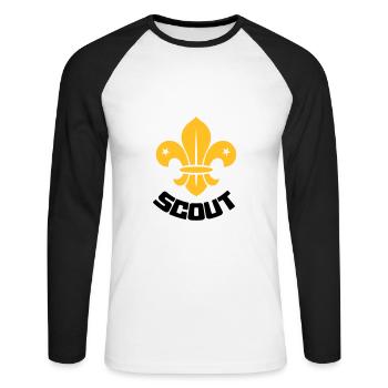 Scout - Scouting - Unisex Baseballshirt langarm - Weiß/Schwarz - Vorne - Nik (191cm)
