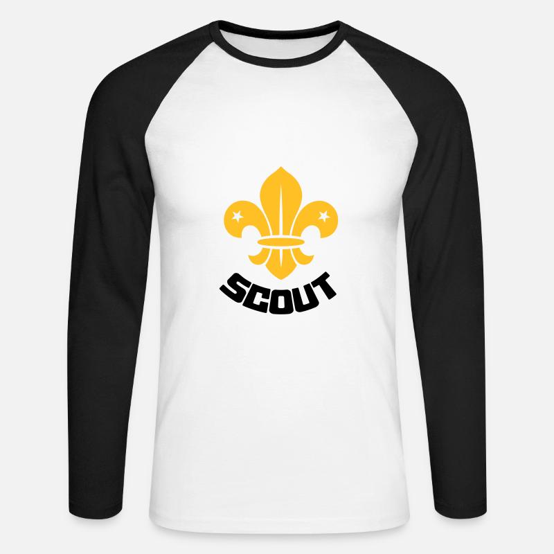 Scout - Scouting - Unisex Baseballshirt langarm - Weiß/Schwarz