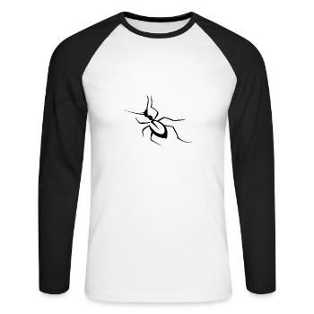 Insekt - Unisex Baseballshirt langarm - Weiß/Schwarz - Vorne - Nik (191cm)