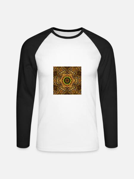 Autumn tree mandala - Unisex Long Sleeve Baseball T-Shirt - white/black