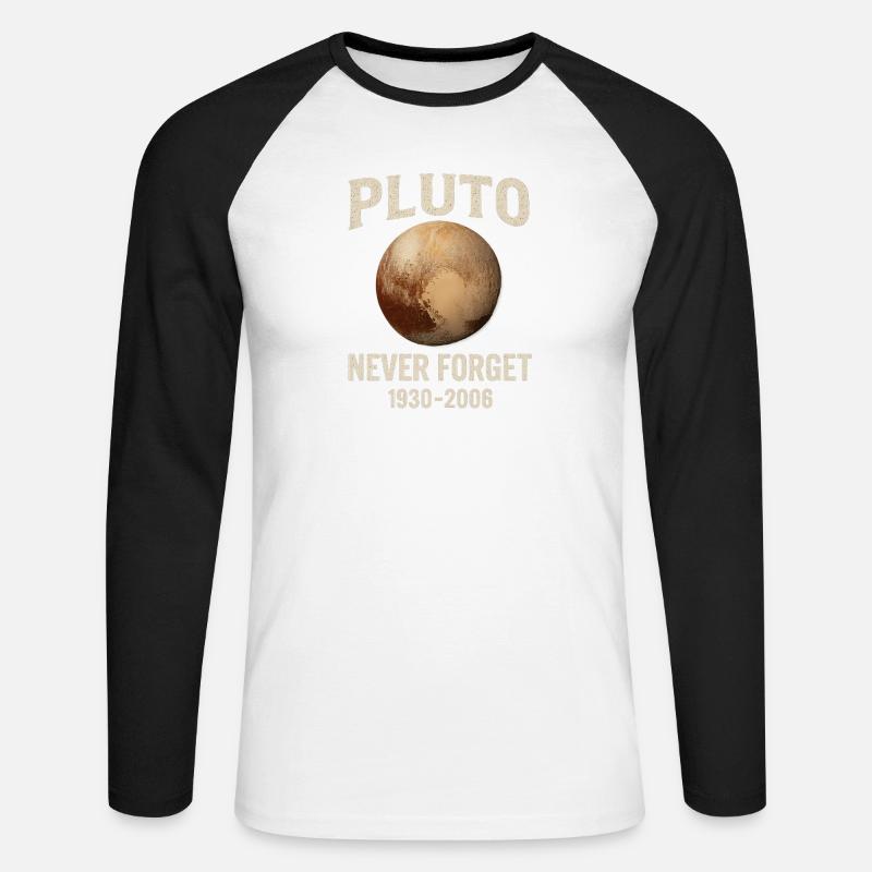 Pluto - Never Forget - Unisex Baseballshirt langarm - Weiß/Schwarz