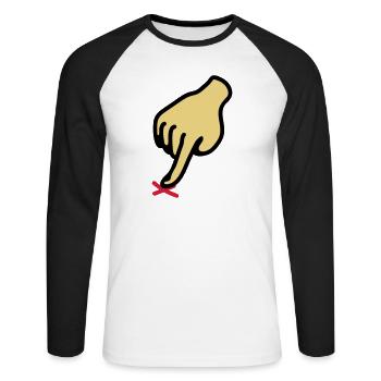 zeigen Kreuz - hier 3 - Unisex Baseballshirt langarm - Weiß/Schwarz - Vorne - Nik (191cm)
