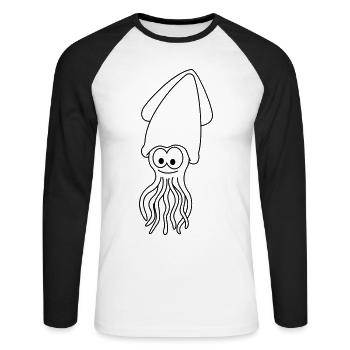 Squid Comic Animal - Unisex Long Sleeve Baseball T-Shirt - white/black - Front - Nik (191cm)
