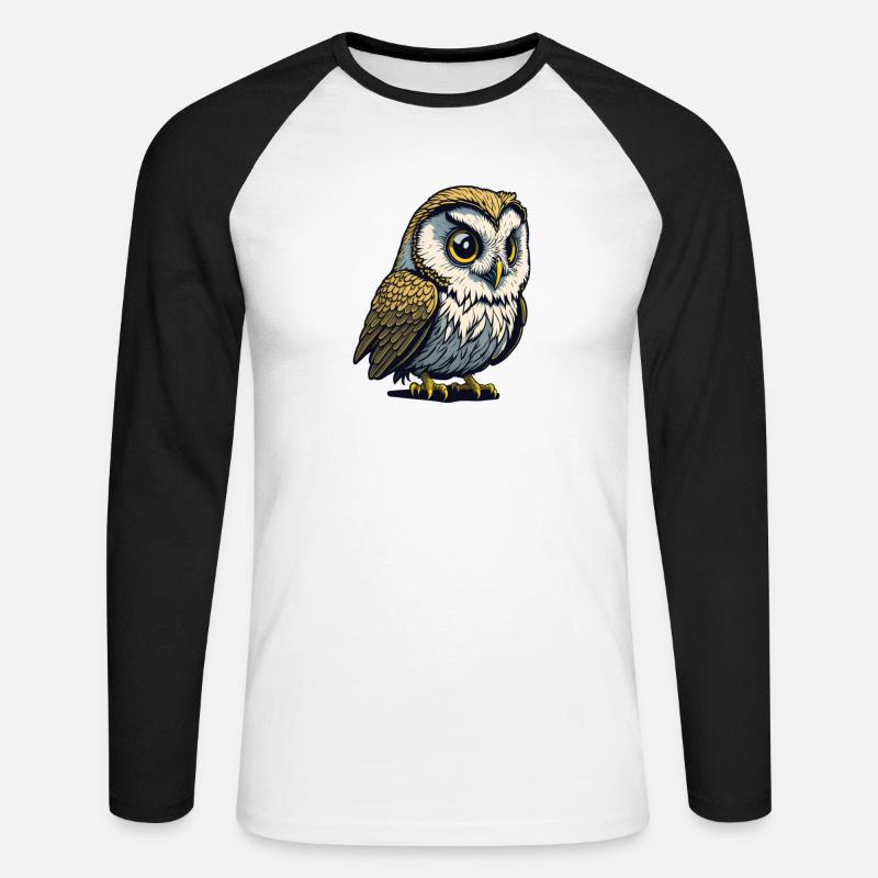 Eule 2 - Unisex Baseballshirt langarm - Weiß/Schwarz