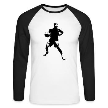 basket_04 - Unisex Baseballshirt langarm - Weiß/Schwarz - Vorne - Nik (191cm)
