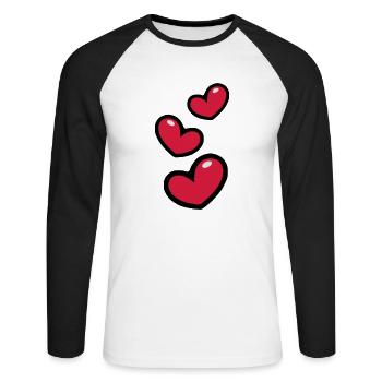 Herzen/Hearts - Unisex Baseballshirt langarm - Weiß/Schwarz - Vorne - Nik (191cm)