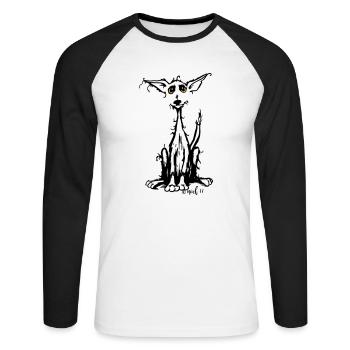 Rauhaar Hund - Unisex Baseballshirt langarm - Weiß/Schwarz - Vorne - Nik (191cm)