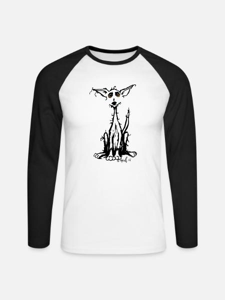 Rauhaar Hund - Unisex Baseballshirt langarm - Weiß/Schwarz