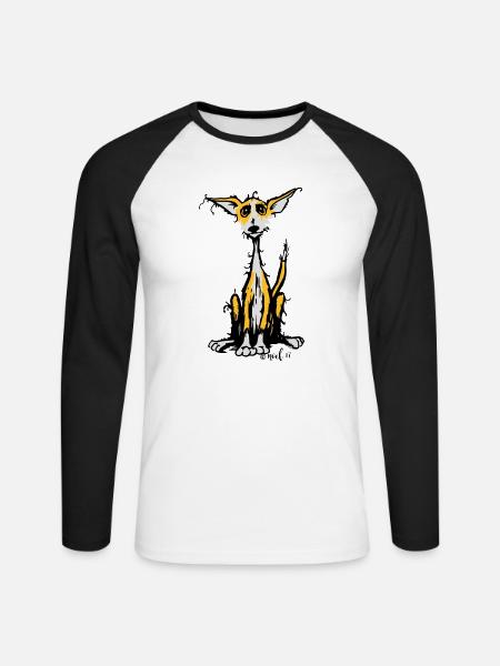Rauhaar Podenco - Unisex Baseballshirt langarm - Weiß/Schwarz