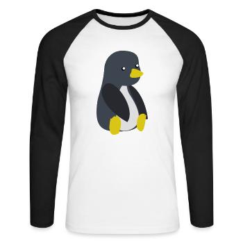 Penguin bébé - T-shirt baseball manches longues Homme - blanc/noir - Devant - Nik (191cm)