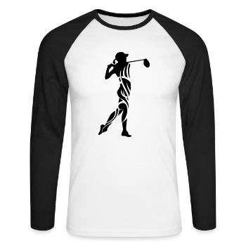 Golf female tribal eu - Unisex Long Sleeve Baseball T-Shirt - white/black - Front - Nik (191cm)