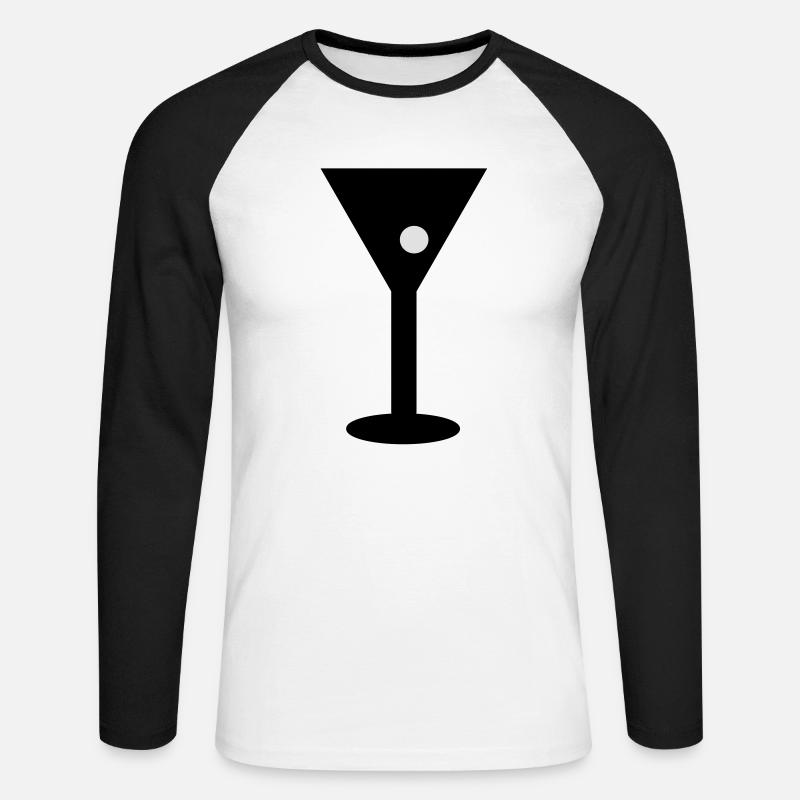 glas_mit_olive - Unisex Baseballshirt langarm - Weiß/Schwarz