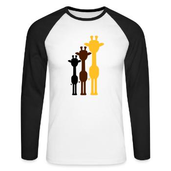 3 Colors Cool Giraffe Outline Shadow Silhouette - Unisex Long Sleeve Baseball T-Shirt - white/black - Front - Nik (191cm)