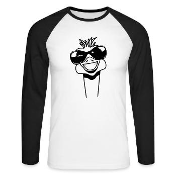 Lunettes de soleil cool drôle drôle autruche EMU - T-shirt baseball manches longues Homme - blanc/noir - Devant - Nik (191cm)