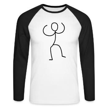 Strichmännchen beim Tanzen 2 - Unisex Baseballshirt langarm - Weiß/Schwarz - Vorne - Nik (191cm)