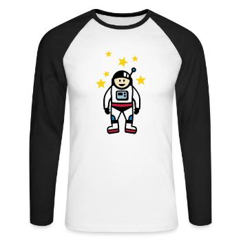 Astronaute - T-shirt baseball manches longues Homme - blanc/noir - Devant - Nik (191cm)