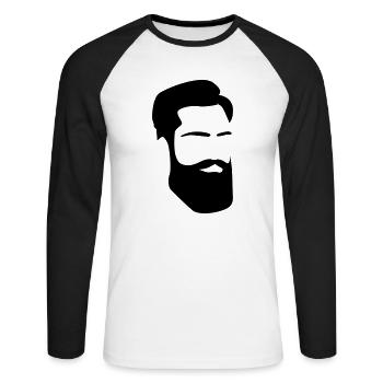 Hipster Vollbart beard bart Mann Männer - Unisex Baseballshirt langarm - Weiß/Schwarz - Vorne - Nik (191cm)