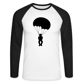 Conception de parachutiste Silhouette - T-shirt baseball manches longues Homme - blanc/noir - Devant - Nik (191cm)