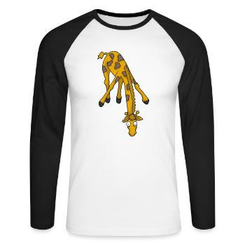 Giraffe 2 - Unisex Baseballshirt langarm - Weiß/Schwarz - Vorne - Nik (191cm)