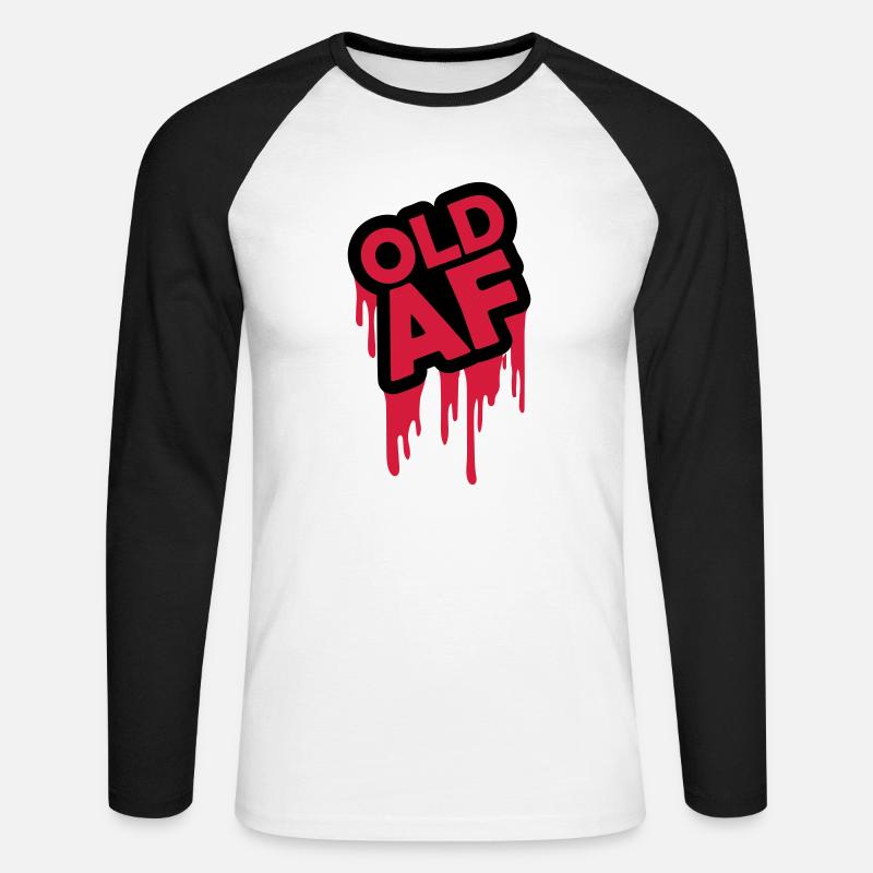 old AF Text Logo - Unisex Long Sleeve Baseball T-Shirt - white/black
