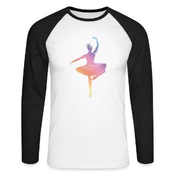 Ballet Silhouette - Unisex Long Sleeve Baseball T-Shirt - white/black - Front - Nik (191cm)
