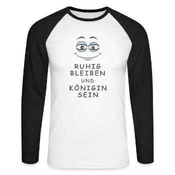Königin sein - Unisex Baseballshirt langarm - Weiß/Schwarz - Vorne - Nik (191cm)