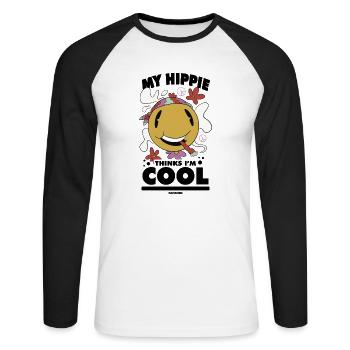lustiger Hippie - Unisex Baseballshirt langarm - Weiß/Schwarz - Vorne - Nik (191cm)