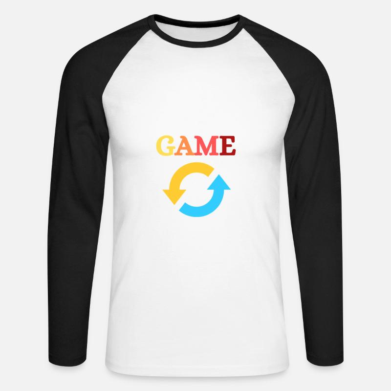 EAT SLEEP GAME REPEAT - Unisex Baseballshirt langarm - Weiß/Schwarz