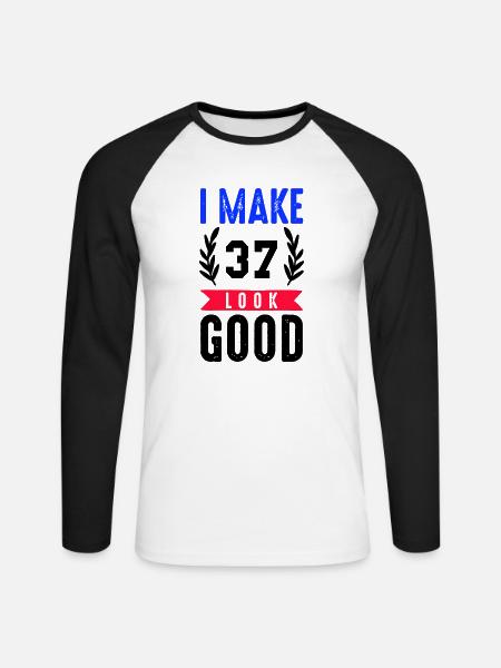 look good 37 - Unisex Long Sleeve Baseball T-Shirt - white/black
