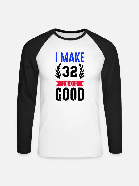 look good 32 - Unisex Long Sleeve Baseball T-Shirt - white/black