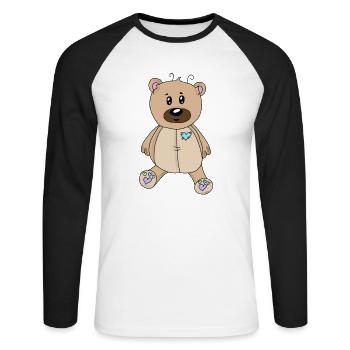 Teddy - Unisex Baseballshirt langarm - Weiß/Schwarz - Vorne - Nik (191cm)