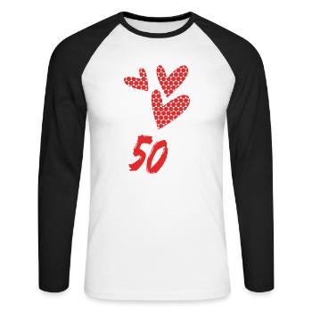 50. 50 YEARS. 50th ANNIVERSARY. BIRTHDAY 50 YEARS. - Unisex Long Sleeve Baseball T-Shirt - white/black - Front - Nik (191cm)
