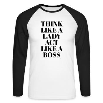 Pensez comme une dame - T-shirt baseball manches longues Homme - blanc/noir - Devant - Nik (191cm)