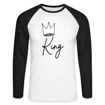 king - Unisex Baseballshirt langarm - Weiß/Schwarz - Vorne - Nik (191cm)