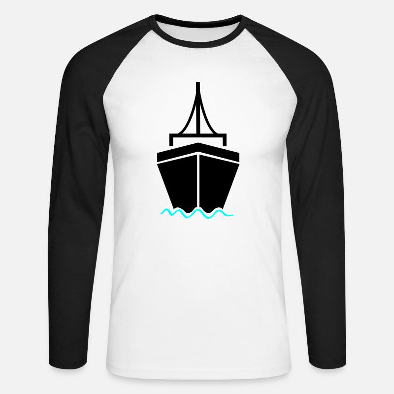 schiff 2 - Unisex Baseballshirt langarm - Weiß/Schwarz