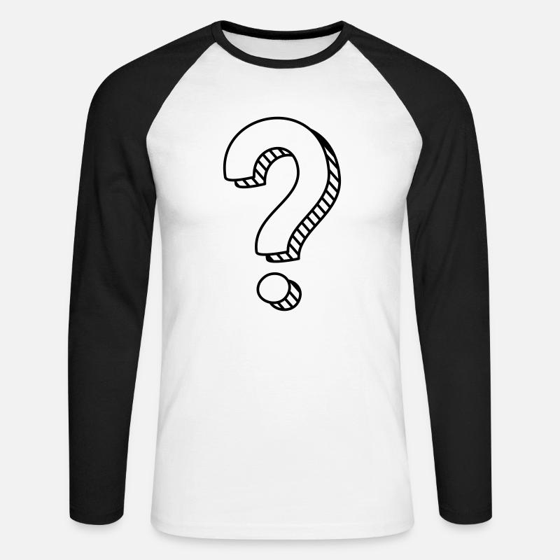 Fragezeichen mit Schatten einfarbig - Unisex Baseballshirt langarm - Weiß/Schwarz
