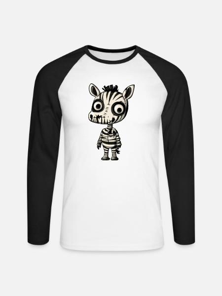Zebra Halloween Comic Lustig - Unisex Baseballshirt langarm - Weiß/Schwarz