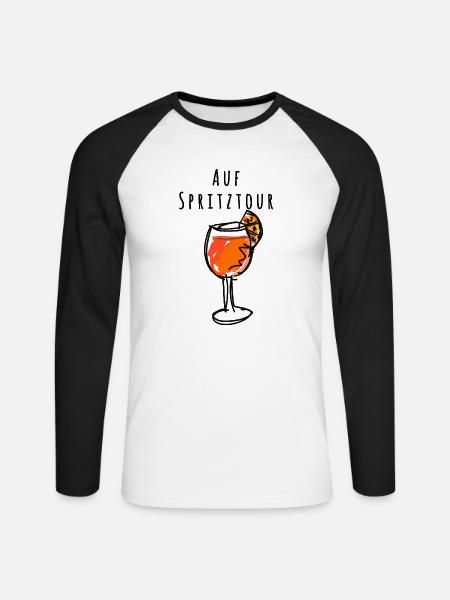 Illustration,Glass, Cocktail,Spritz,Joyride - Unisex Long Sleeve Baseball T-Shirt - white/black